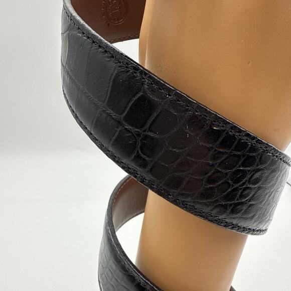 Men's TORINO Italian Embossed Croc Calf Leather Black Belt Sz 36 Made In USA - Picture 2 of 15